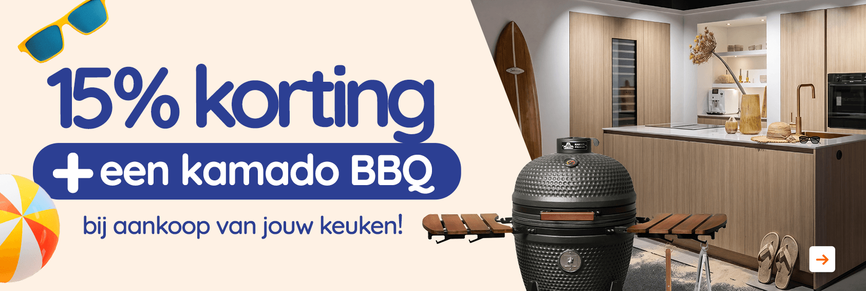 15% korting + een Kamado BBQ bij aankoop van jouw keuken!