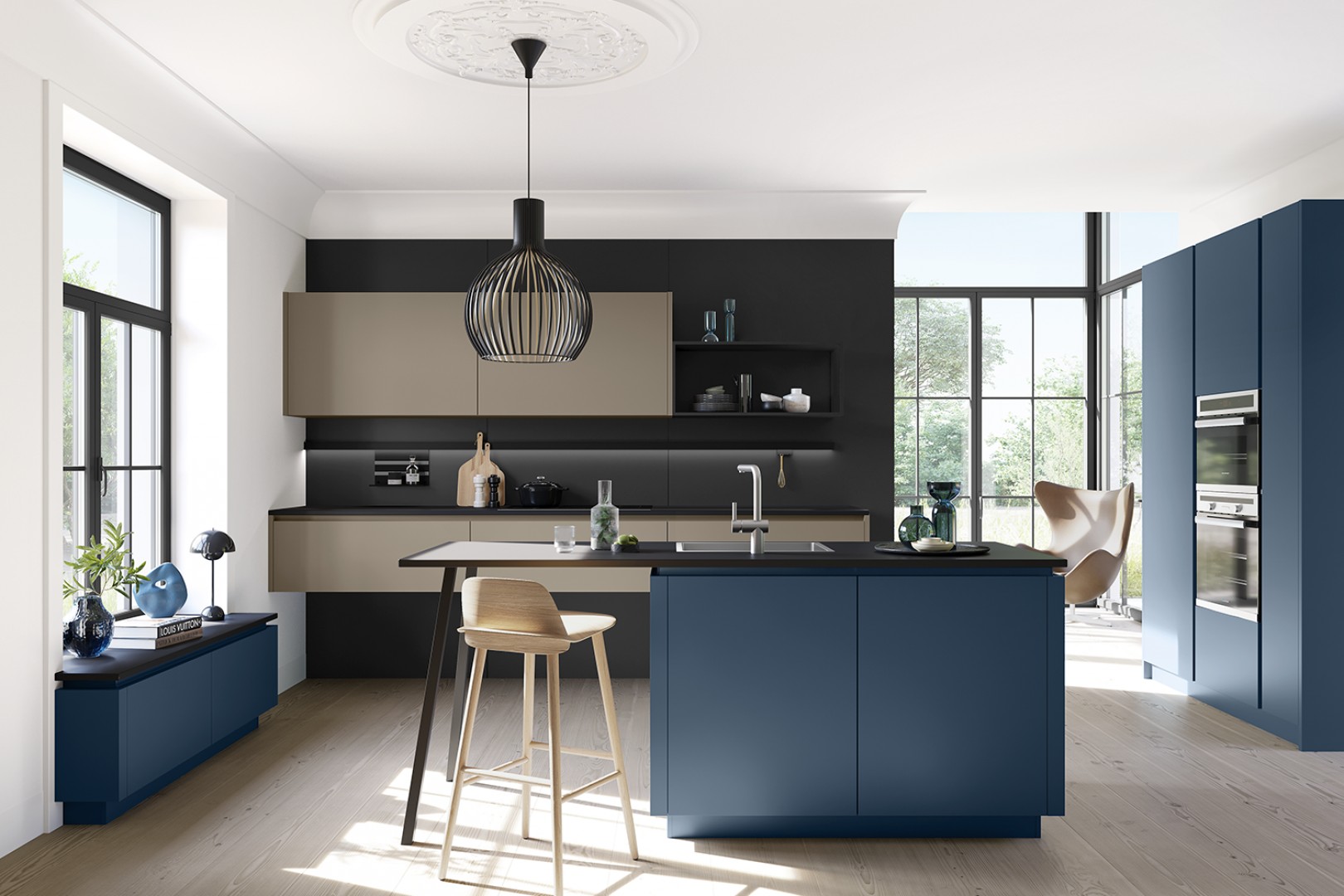 Porto groen – blauwe eilandkeuken
