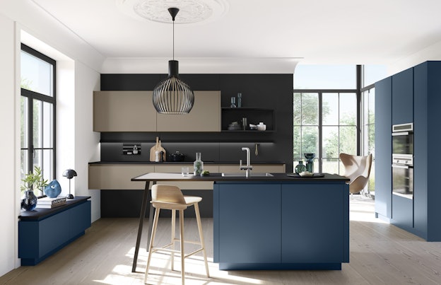 Porto groen – blauwe eilandkeuken