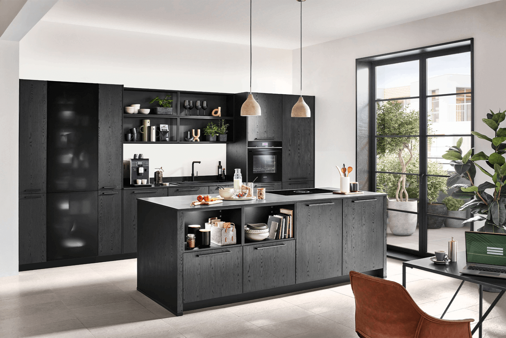 Structura zwarte eilandkeuken