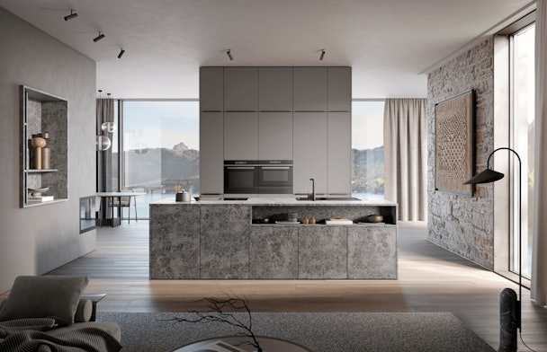 AV3050 donkergrijs graniet eilandkeuken