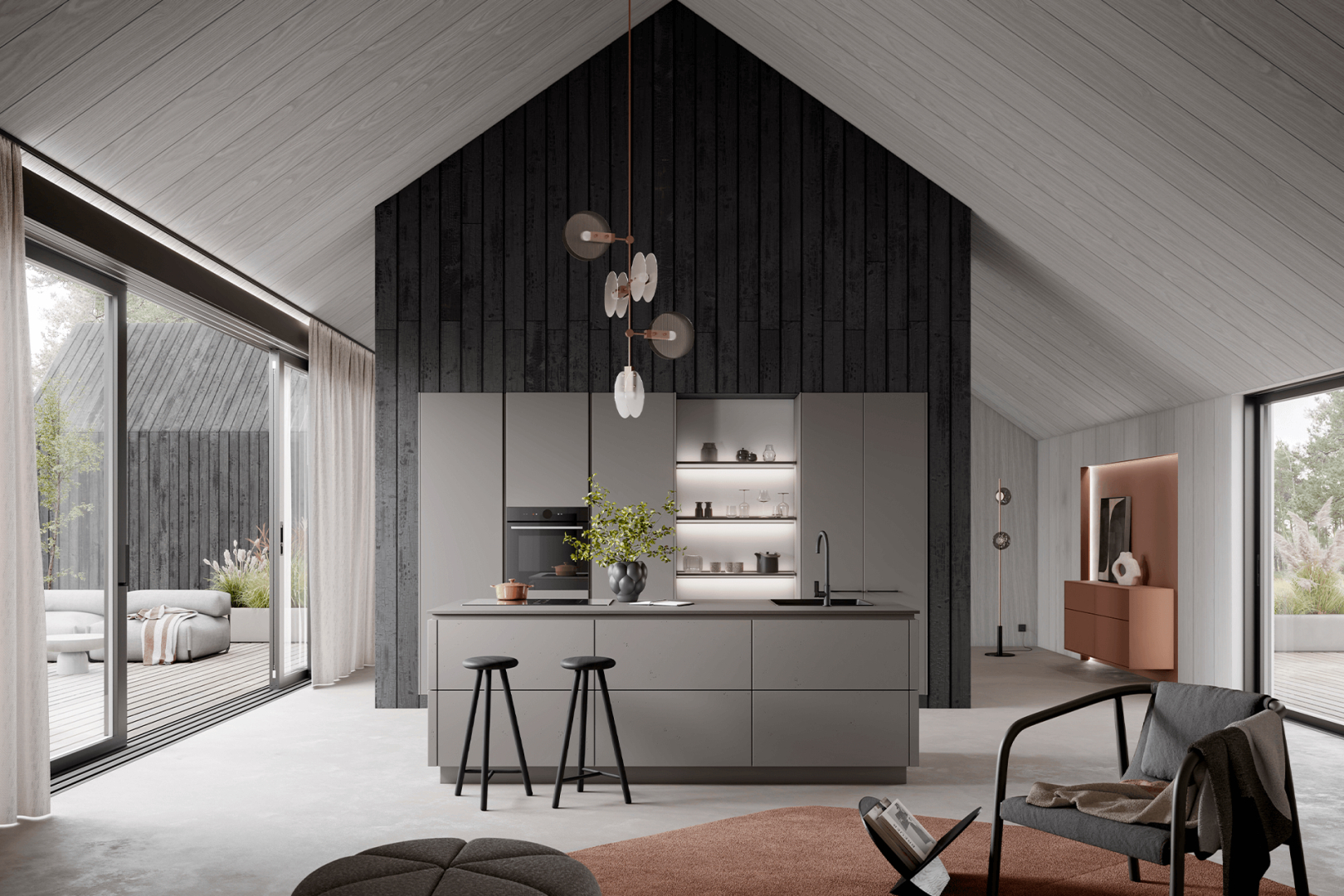 AV6088 betongrijs eilandkeuken