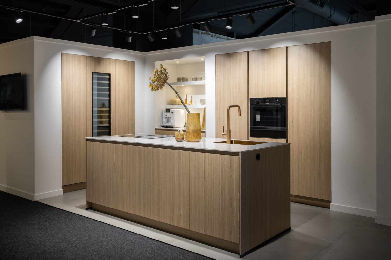 Notenhout ribbel bruine eilandkeuken