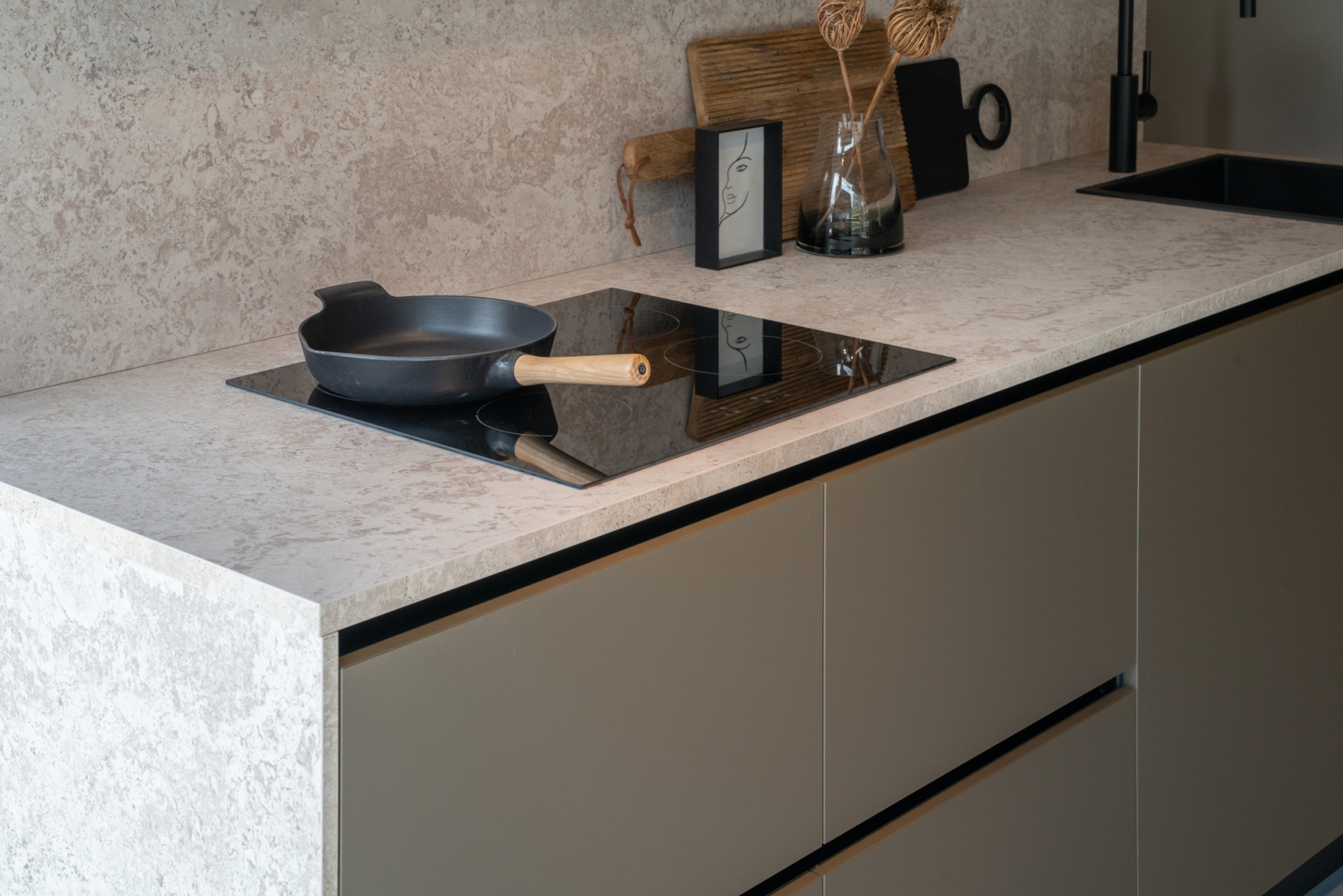 Graniet beige werkblad van kunststof