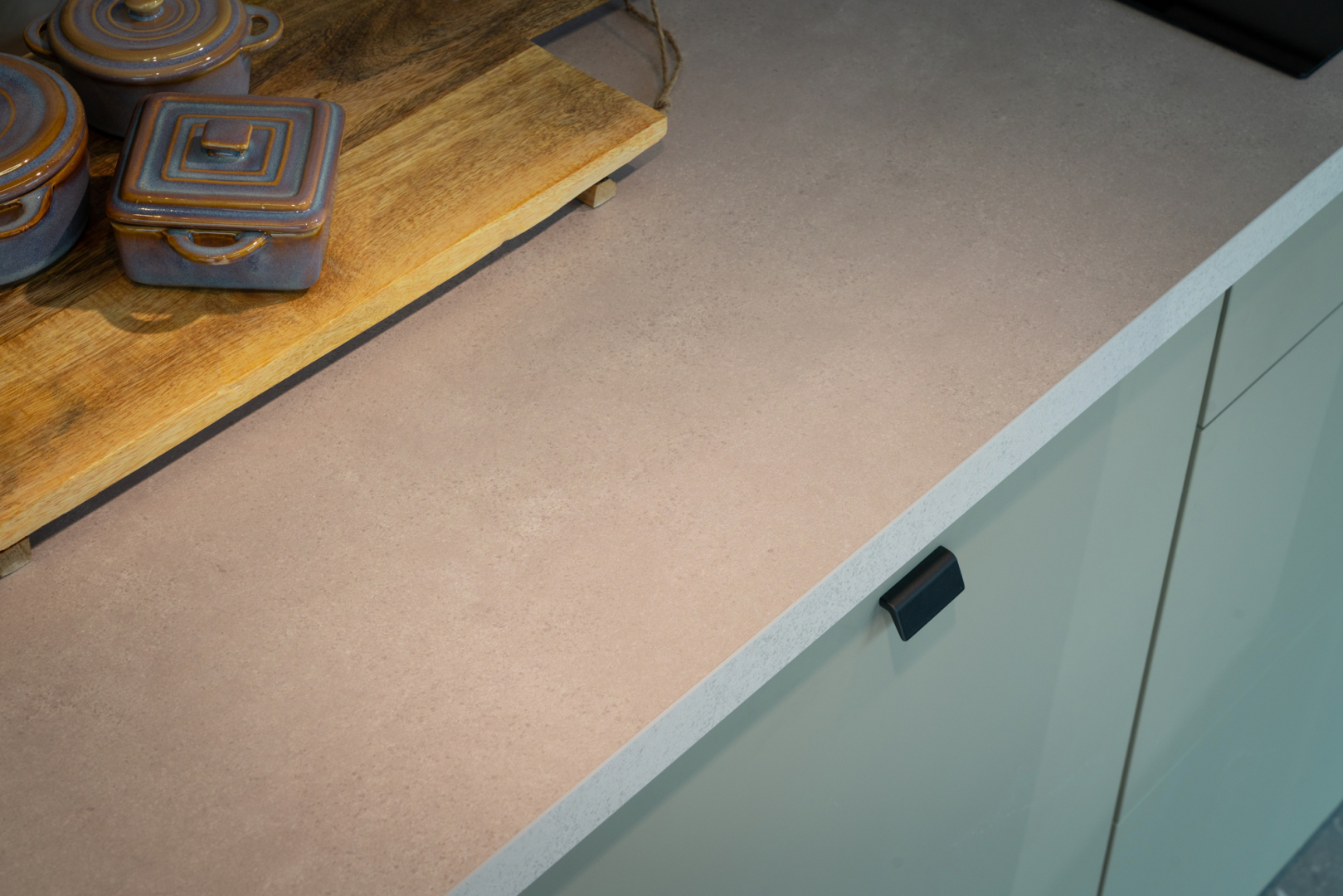 Kunststof werkblad in decor beton zand