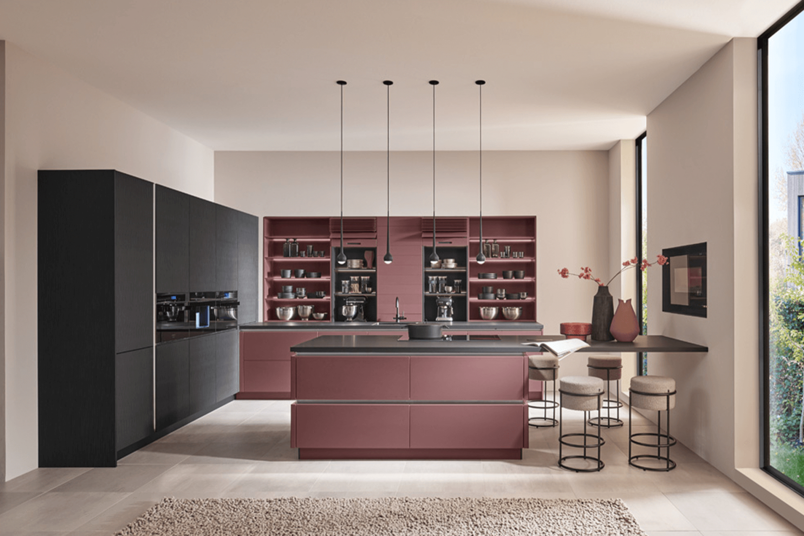 X-EG diepzwart matlak velvet eilandkeuken