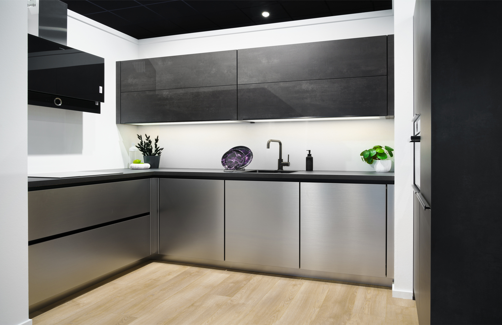 Inox staal geborstelde hoekkeuken