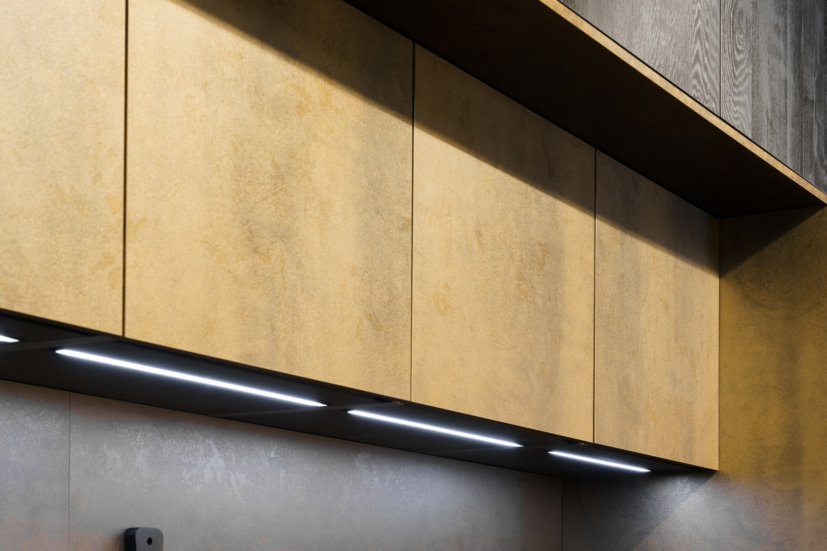Melamine keukenfronten in Blackwood en Galvano Portland