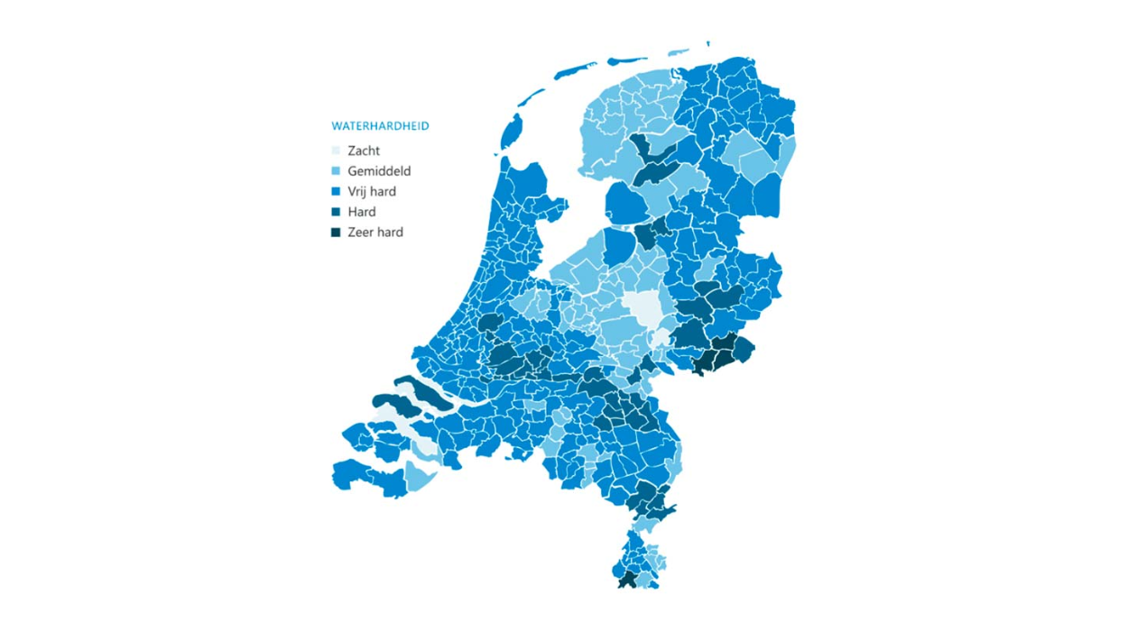 Landkaart met waterhardheid
