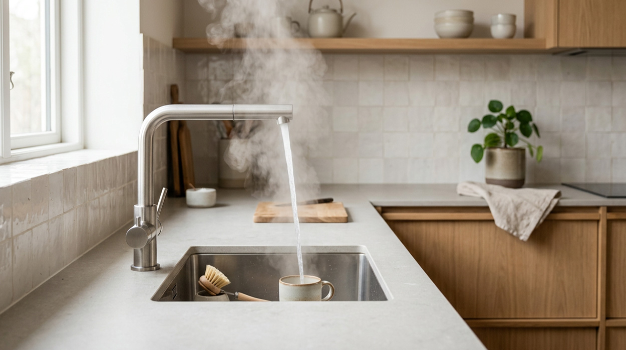Een kokend water kraan sfeerafbeelding