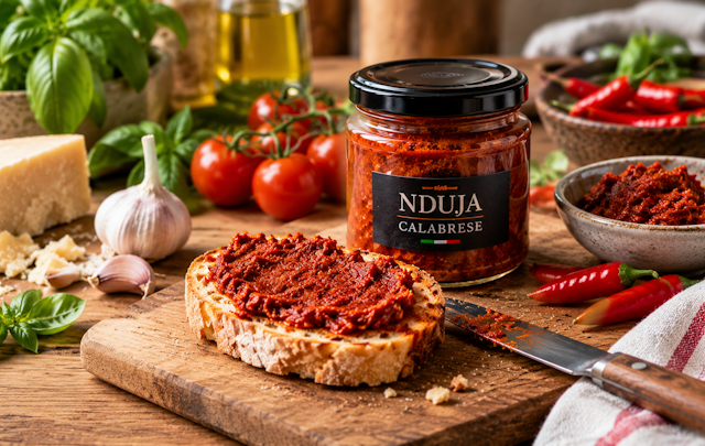Nduja Calabrese op rustieke plank