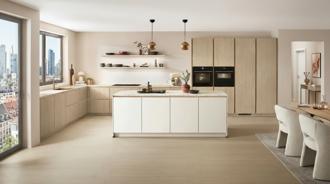 Houten eilandkeuken