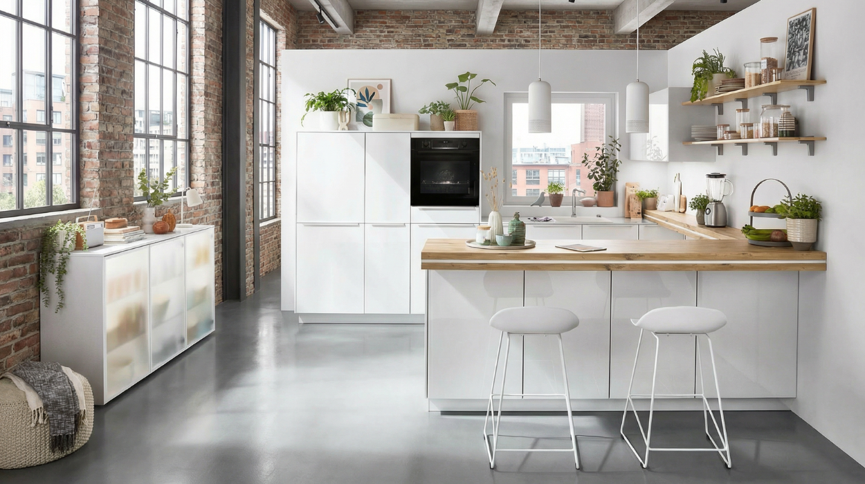 Keuken met houten werkblad
