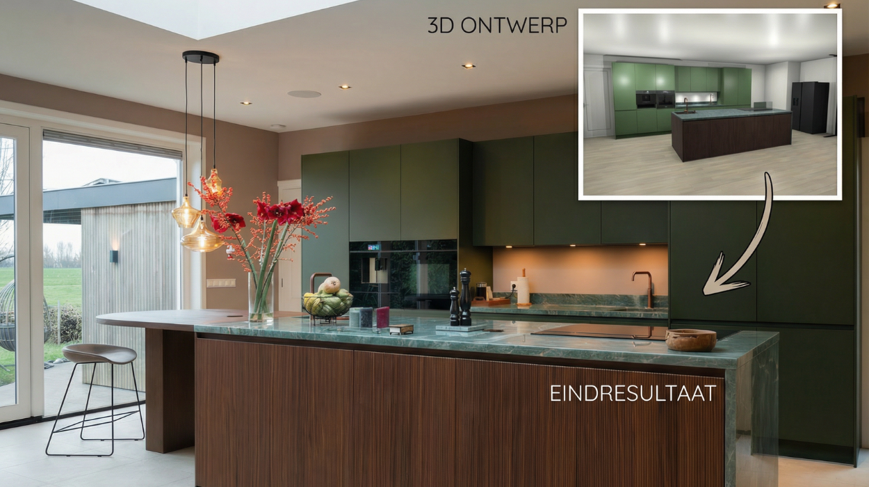 Van 3D ontwerp naar uiteindelijke keuken