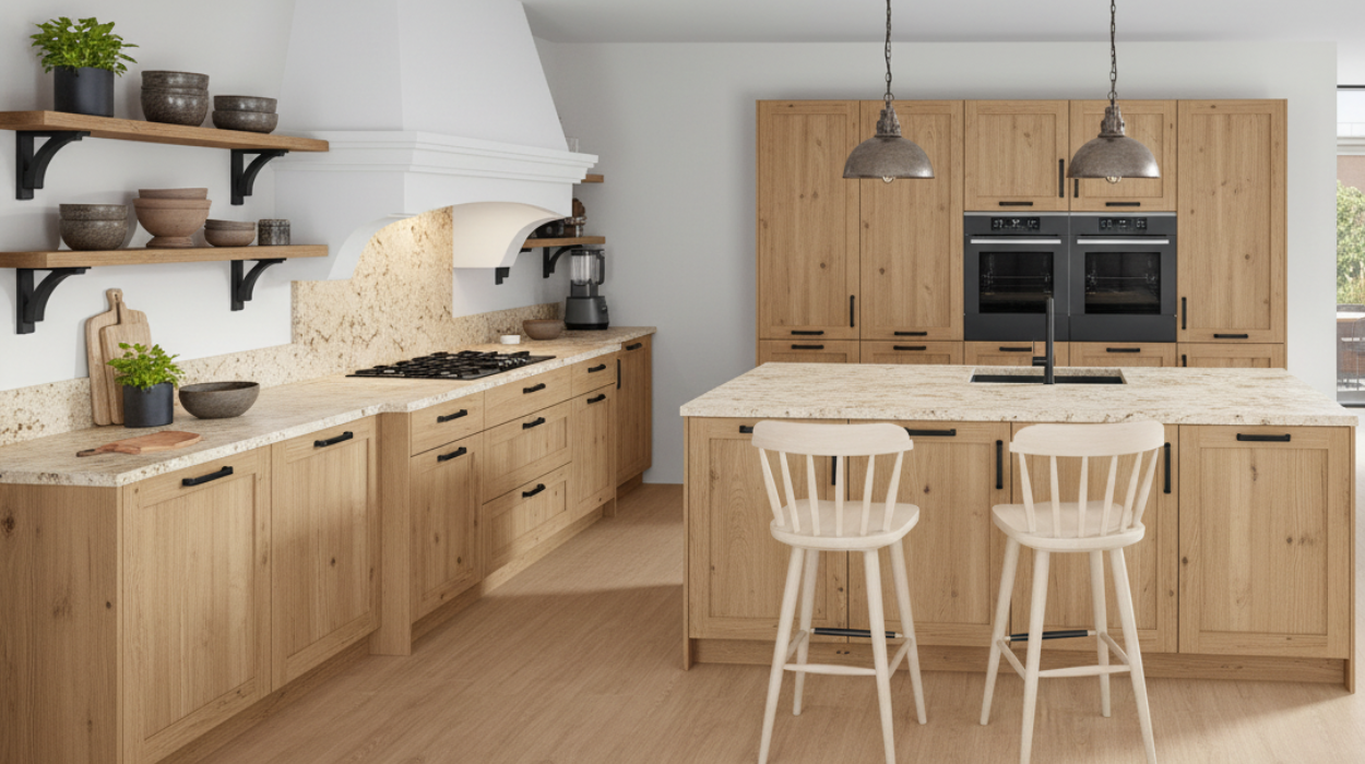 Houten landelijke keuken eigen ontwerp