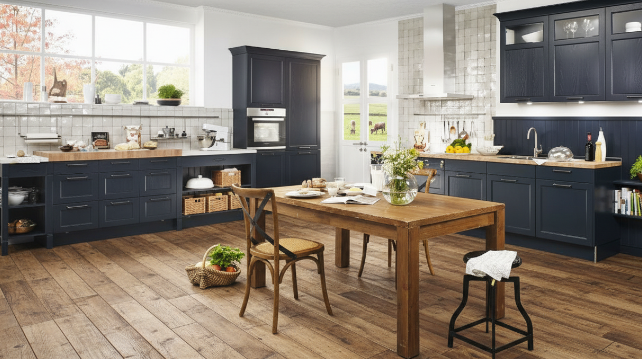 Landelijke keuken blauw eigen ontwerp