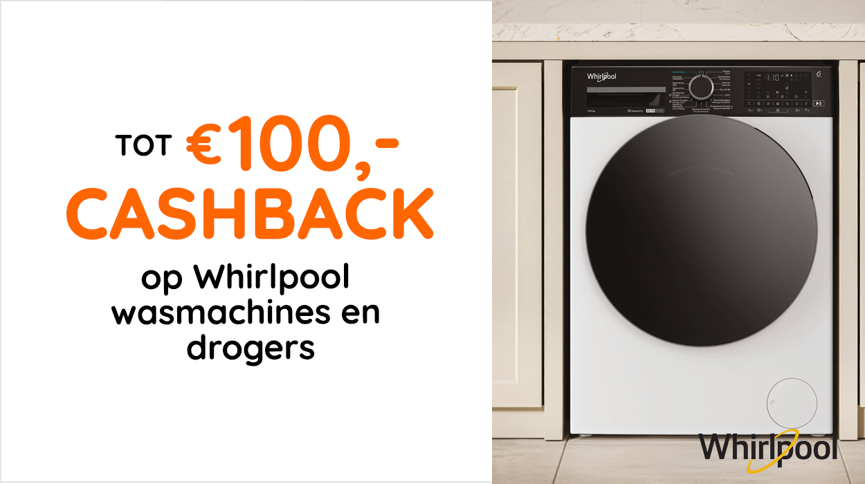 100 cashback Whirlpool wasmachine of droger