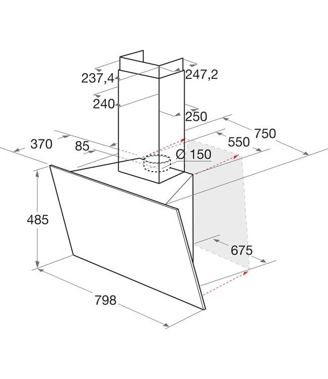 Bauknecht afzuigkap DBHVS 81 LT K/2 afbeelding 3