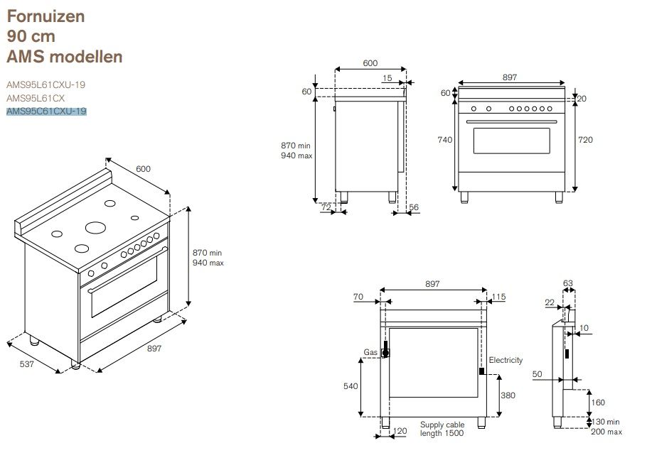 AMS95C61CXU-19 Bertazzoni afbeelding 2