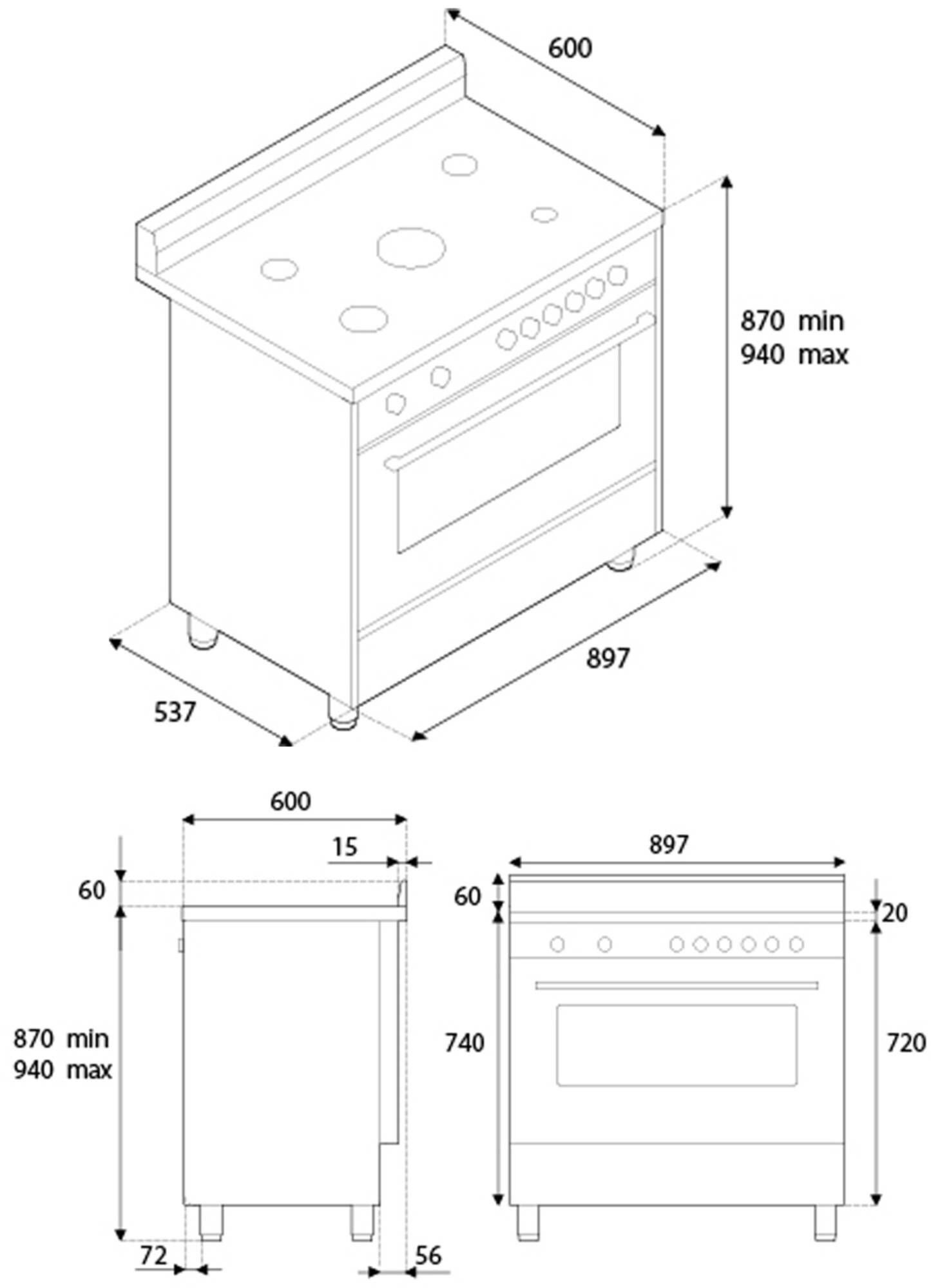 Bertazzoni fornuis AMS95L61KLX19 afbeelding 3
