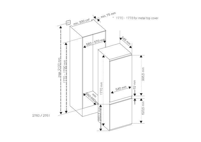 Bertazzoni REF603BBNPVC-20 inbouw koelkast afbeelding 5