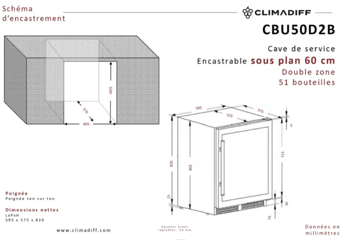 Climadiff wijnkast CBU50D2B afbeelding 3