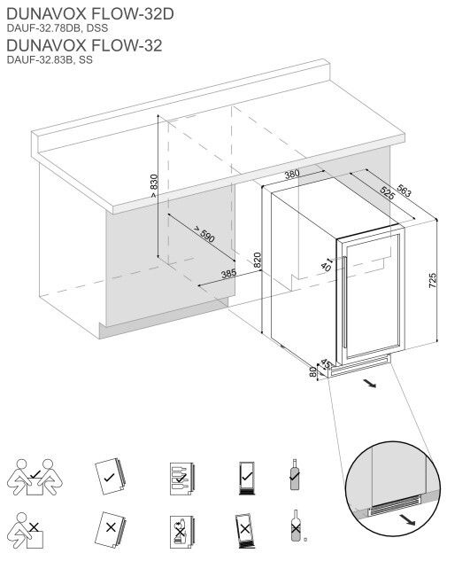 Dunavox wijnkast inbouw DAUF3278DSS afbeelding 4
