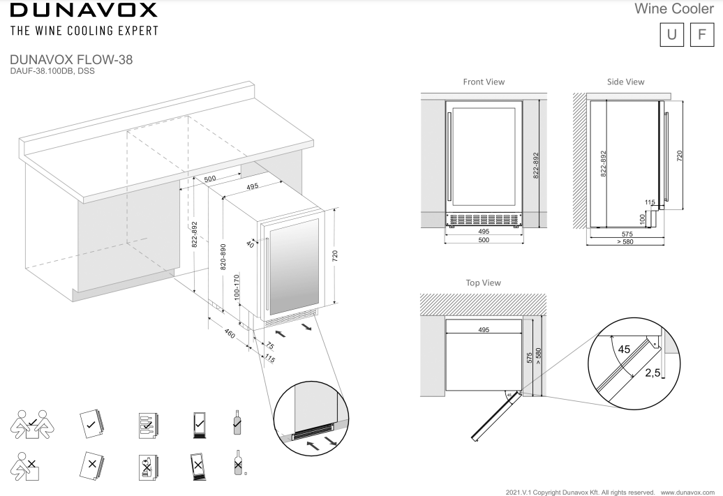 Dunavox DAUF38100DMB inbouw wijnkast afbeelding 5