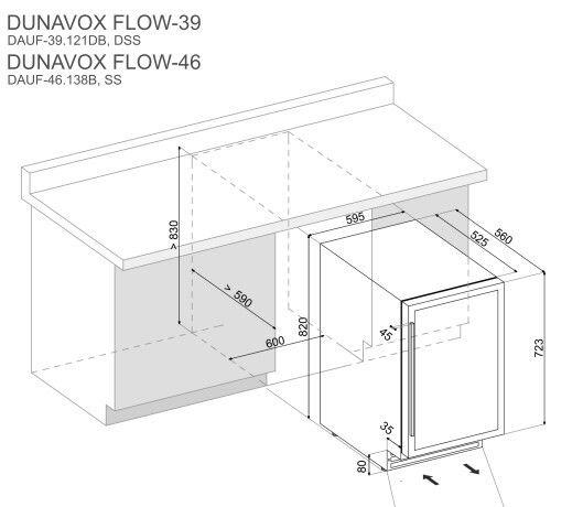 Dunavox wijnkast inbouw DAUF46138SS afbeelding 4