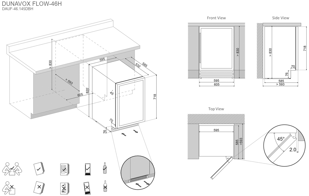 Dunavox wijnkast inbouw DAUF46145DBH afbeelding 4