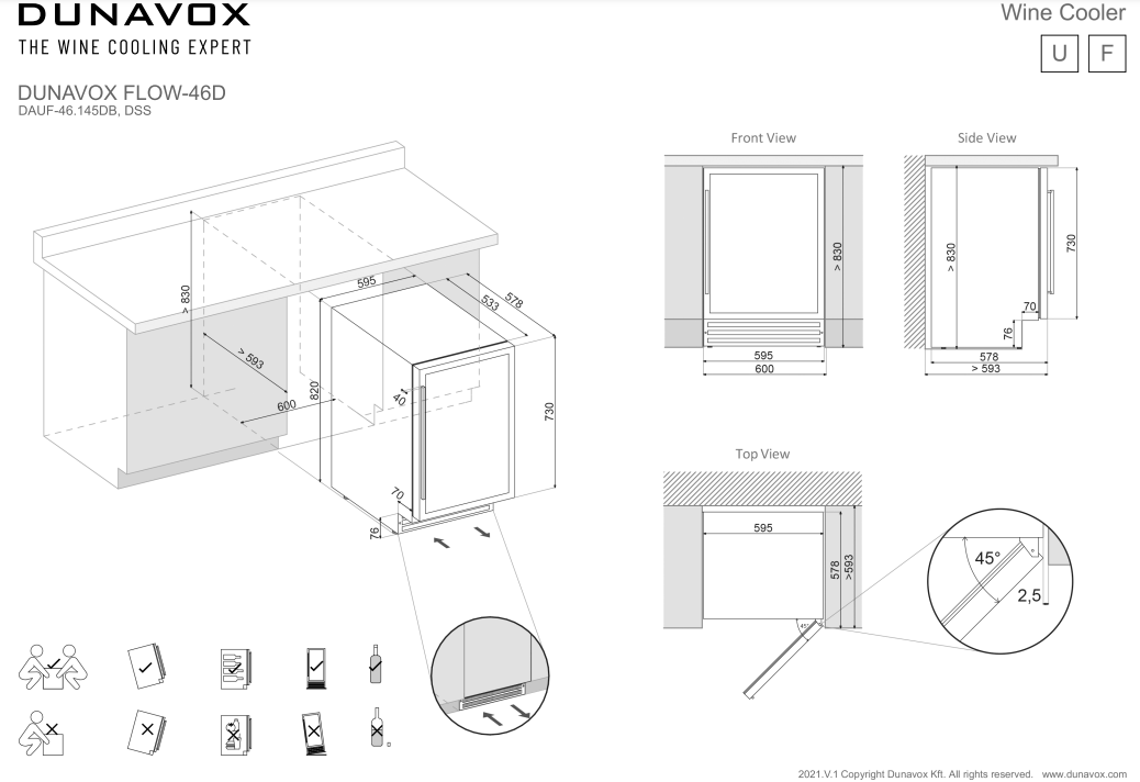 Dunavox wijnkast inbouw DAUF46145DMB afbeelding 4