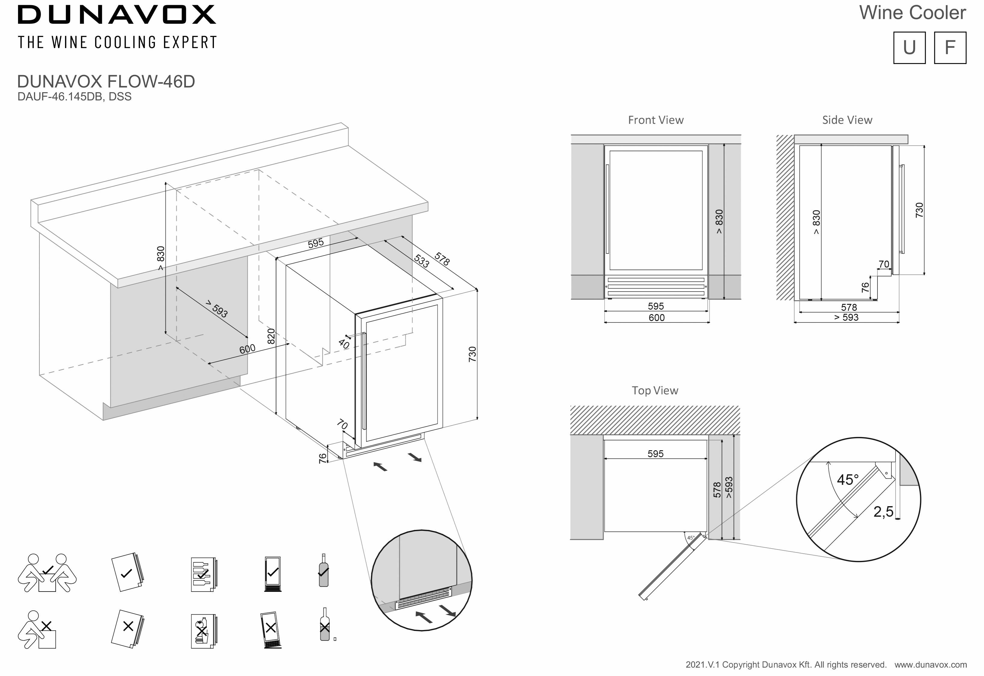 Dunavox wijnkast inbouw DAUF46145DSS afbeelding 4