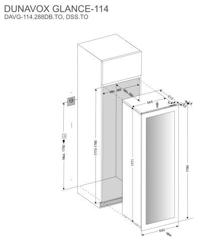 Dunavox wijnkast inbouw DAVG114288DBTO afbeelding 4