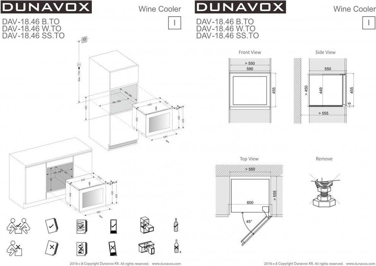 Dunavox wijnkast inbouw DAVG-18.46B.TO afbeelding 4