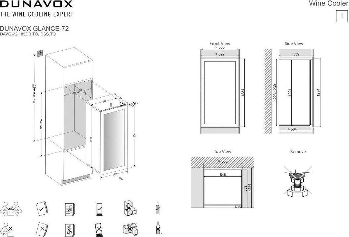 Dunavox wijnkast inbouw DAVG-72.185DSS.TO afbeelding 4