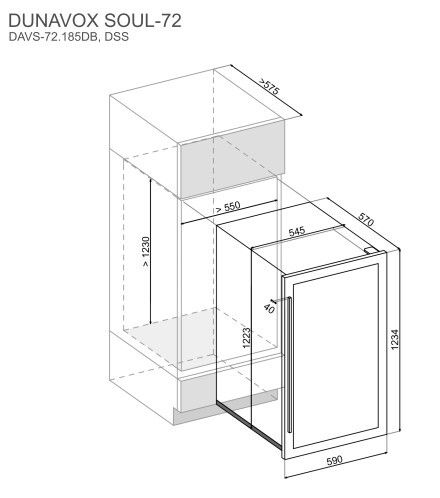 Dunavox wijnkast inbouw DAVS-72.185DB afbeelding 4