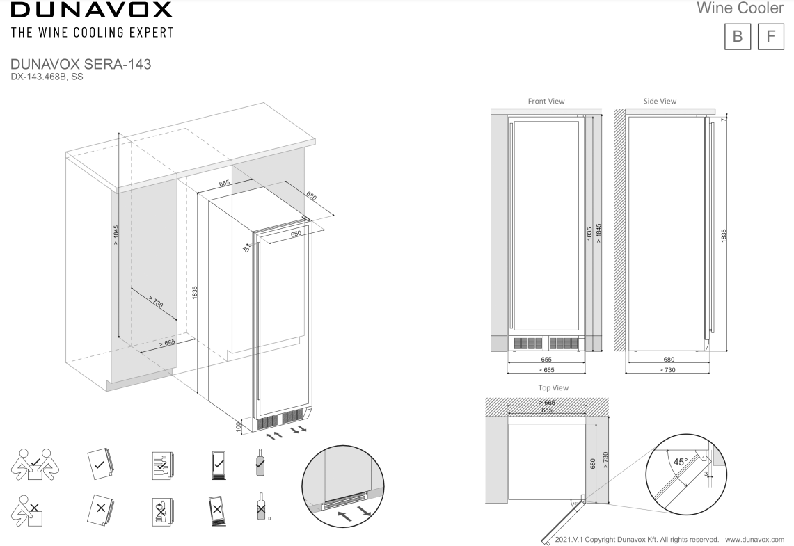 Dunavox wijnkast vrijstaand DX143468MB afbeelding 4