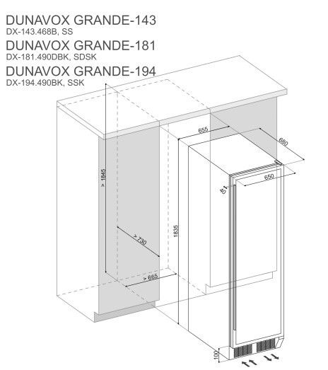 Dunavox DX181490DBK vrijstaand wijnkast afbeelding 5