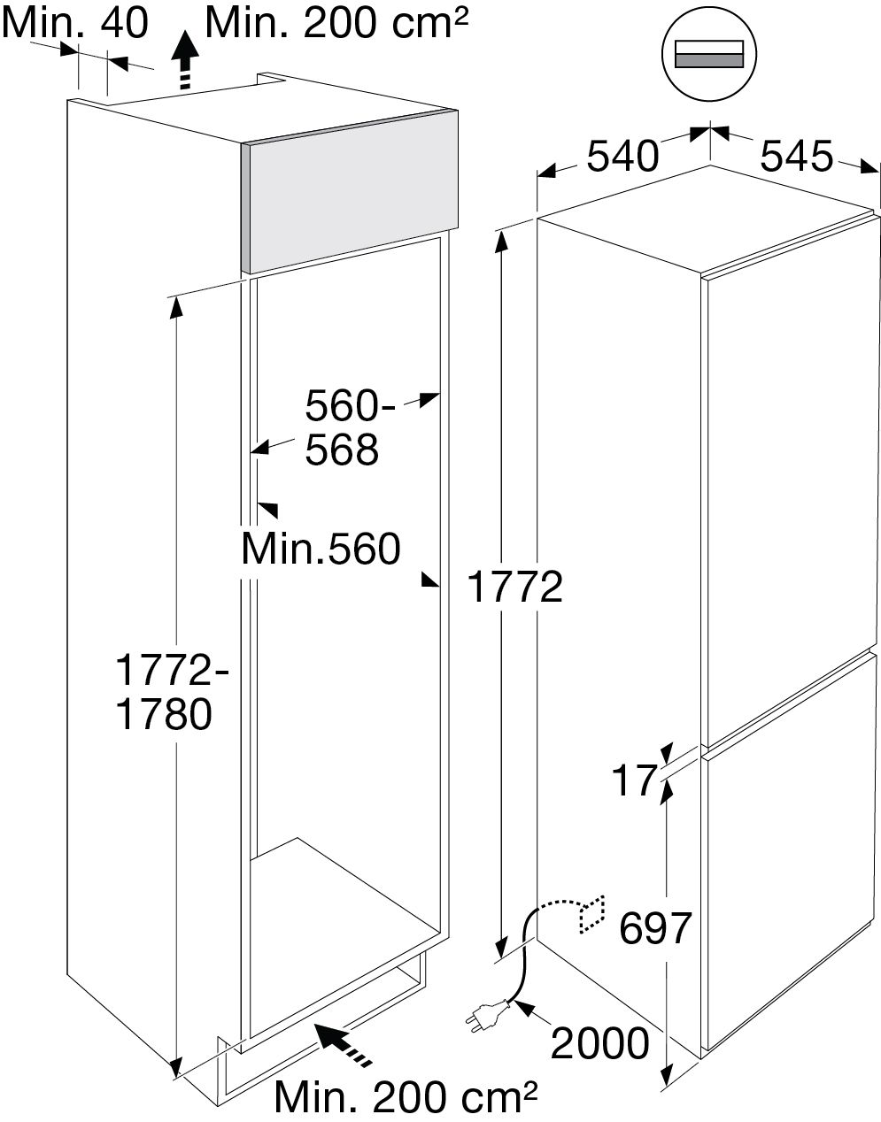 Etna koelkast inbouw KCD4178ENF afbeelding 4
