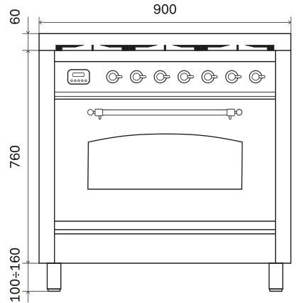 ILVE fornuis PI096NE3/MGC afbeelding 3