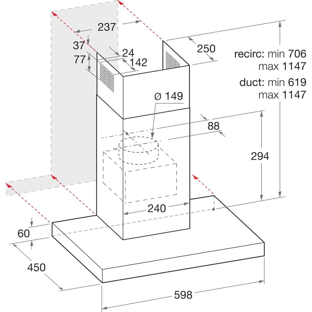 Indesit IHBS63FLMK  afzuigkap afbeelding 5