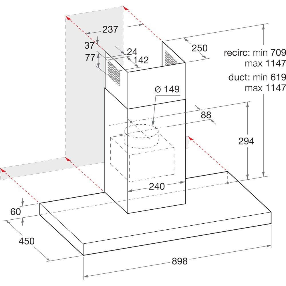 Indesit afzuigkap  IHBS93FLMK afbeelding 4