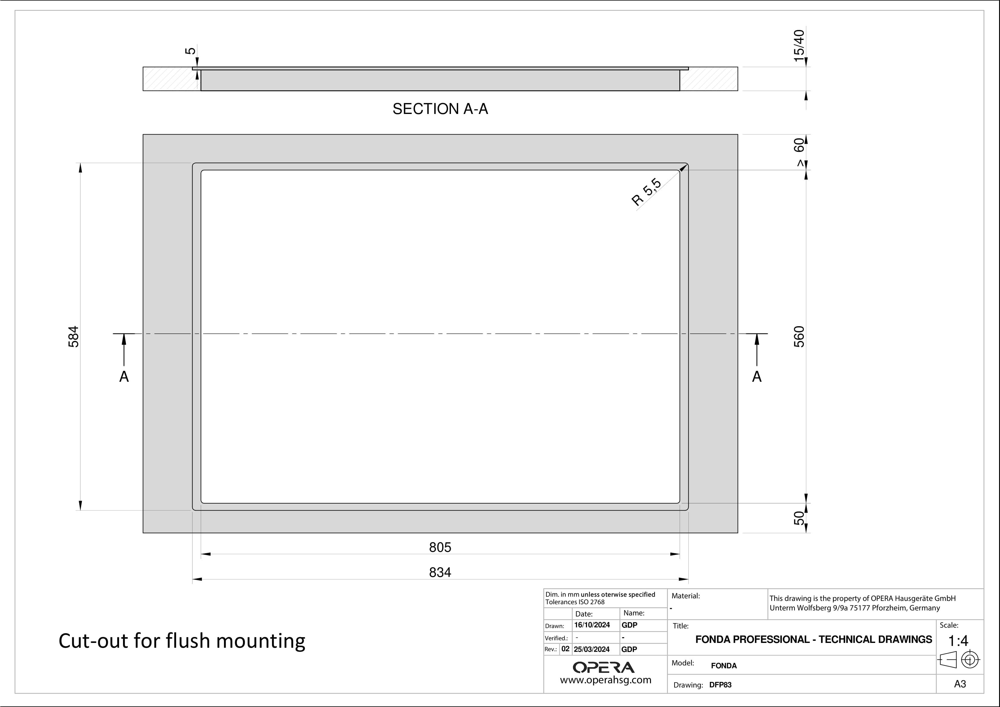Opera DFP83C240 inbouw kookplaat afbeelding 5