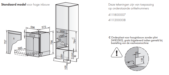 VZUG 4111200008 inbouw vaatwasser afbeelding 6