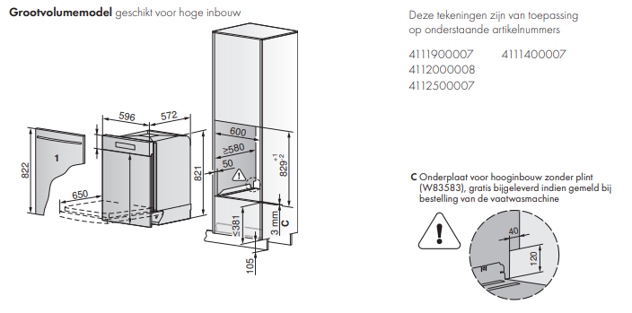 VZUG 4111400007 inbouw vaatwasser afbeelding 6