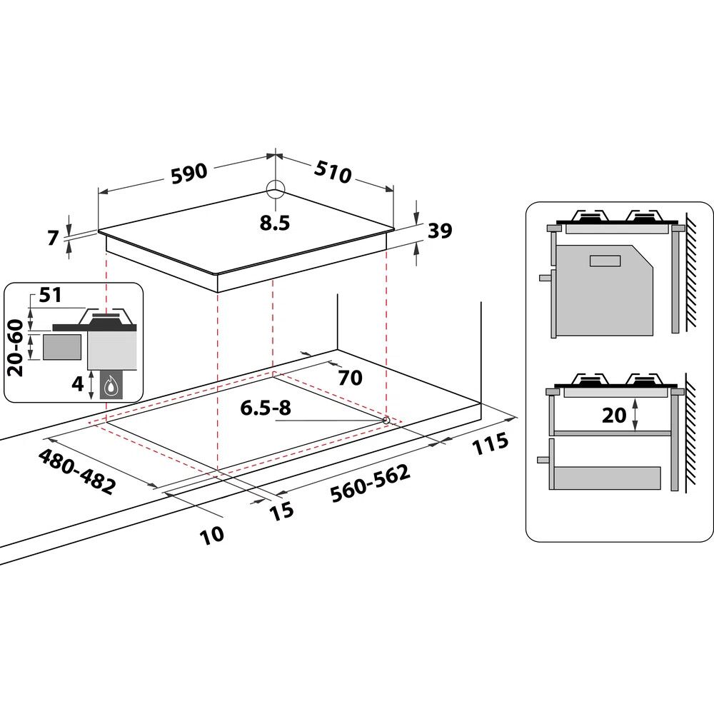 Whirlpool kookplaat GMA6422/IXNL afbeelding 3