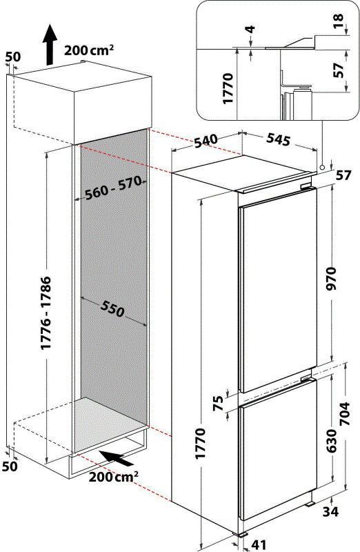 Whirlpool koelkast inbouw WHC18T574P afbeelding 4