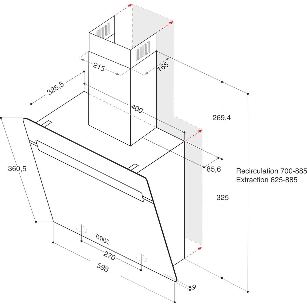 Whirlpool WHVP62FLTSK  afzuigkap afbeelding 5