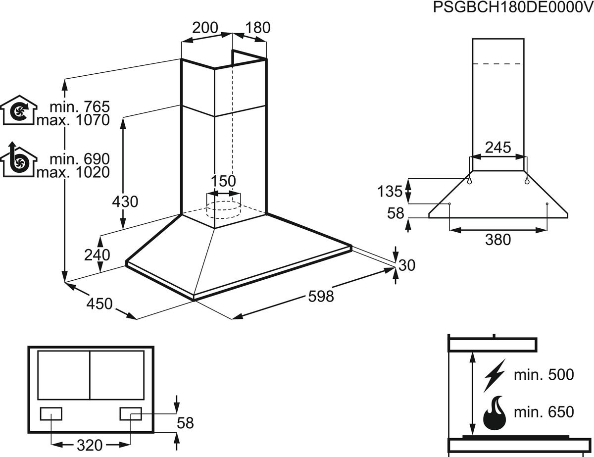 Zanussi ZHC62462XA  afzuigkap afbeelding 5